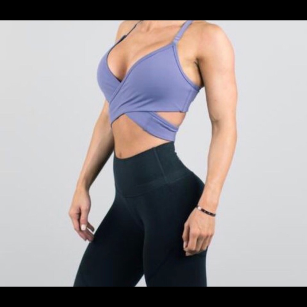 purple wrap around alphalete bra XS